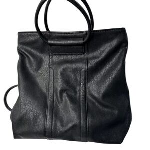 Sasha + Sofi Vegan Hobo Crossbody Bag Dual Handles + Shoulder Strap Black